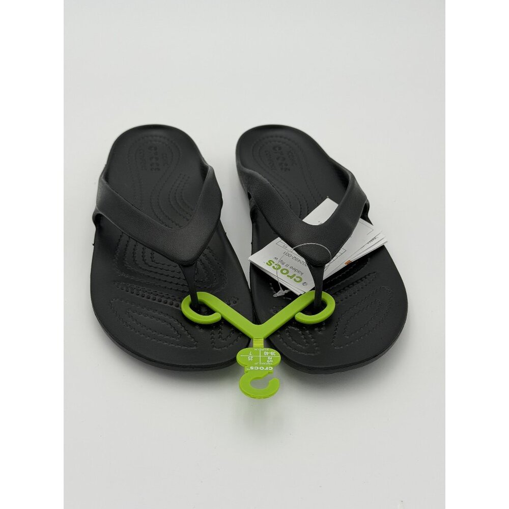 CROCS Kadee II Flip Flop Womens 9 Black Croslite Lightweight‎ Comfort Thong NEW